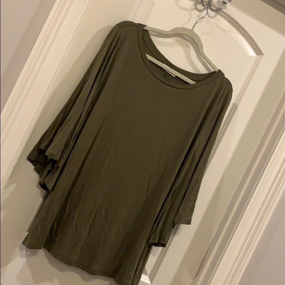 Olive Green Bell Sleeve Top